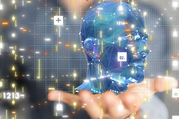 Dark blue human head thought mind