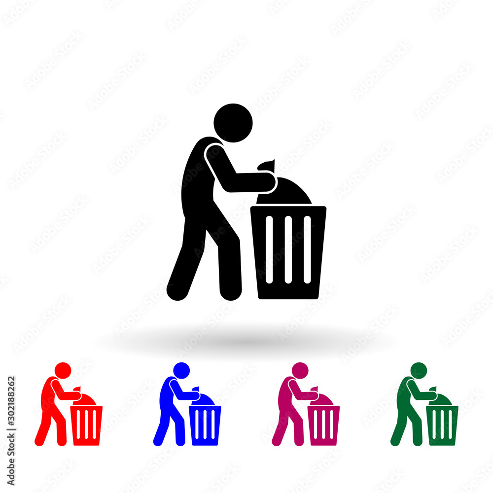 Poster man garbage, throwing nolan icon. simple glyph, flat vector of cleaning the house icons for ui and u