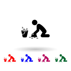 Man washing nolan icon. Simple glyph, flat vector of cleaning the house icons for ui and ux, website or mobile application