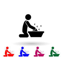 Man washing clothes nolan icon. Simple glyph, flat vector of cleaning the house icons for ui and ux, website or mobile application