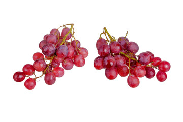 Fresh bunch of grapes on plate isolated on white background