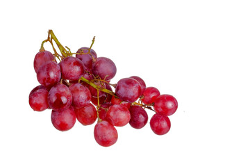 Fresh bunch of grapes on plate isolated on white background