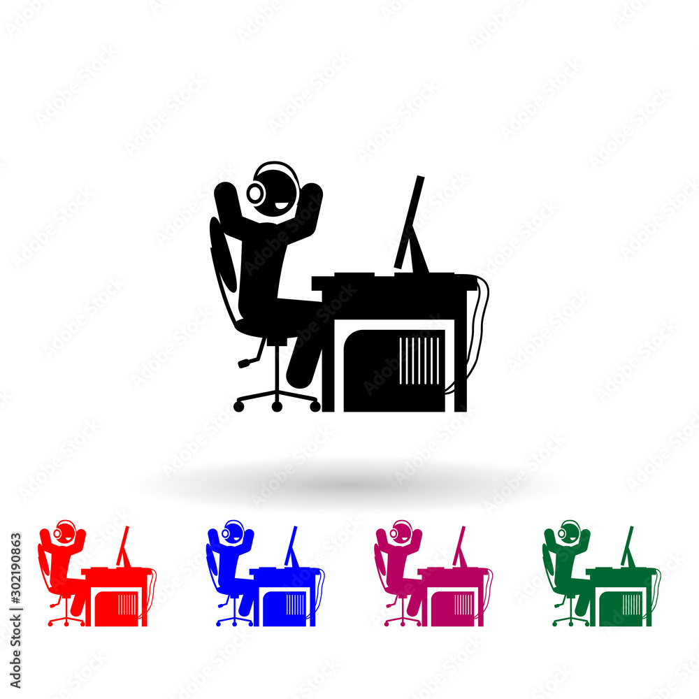 Poster man angry multi color icon. simple glyph, flat vector of gamer icons for ui and ux, website or mobil