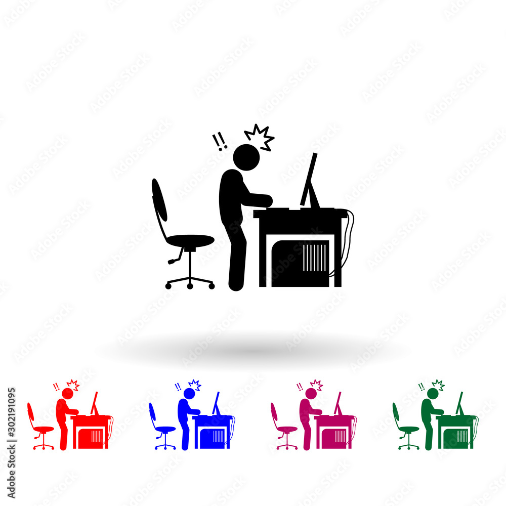 Poster man stunned multi color icon. simple glyph, flat vector of gamer icons for ui and ux, website or mob