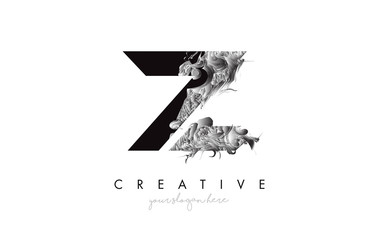 Letter Z Logo Design Icon with Artistic Grunge Texture In Black and White - obrazy, fototapety, plakaty