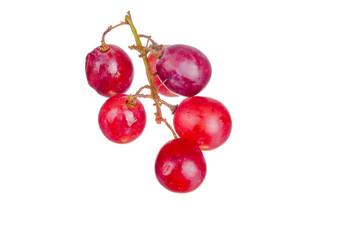 Fresh bunch of grapes on plate isolated on white background