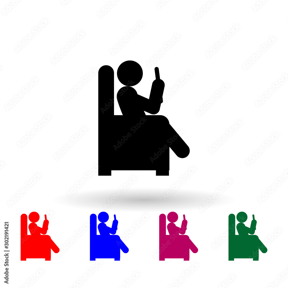 Poster man gaming phone multi color icon. simple glyph, flat vector of gamer icons for ui and ux, website o