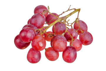 Fresh bunch of grapes on plate isolated on white background