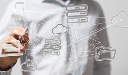 Data transmission channel. Motion of digital data flow. Transferring of big data
