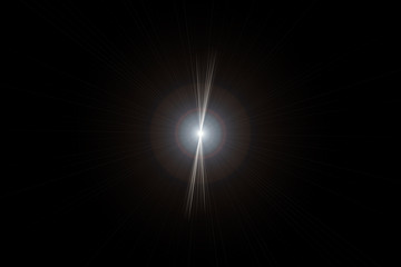 star, sun with lens flare on dark background