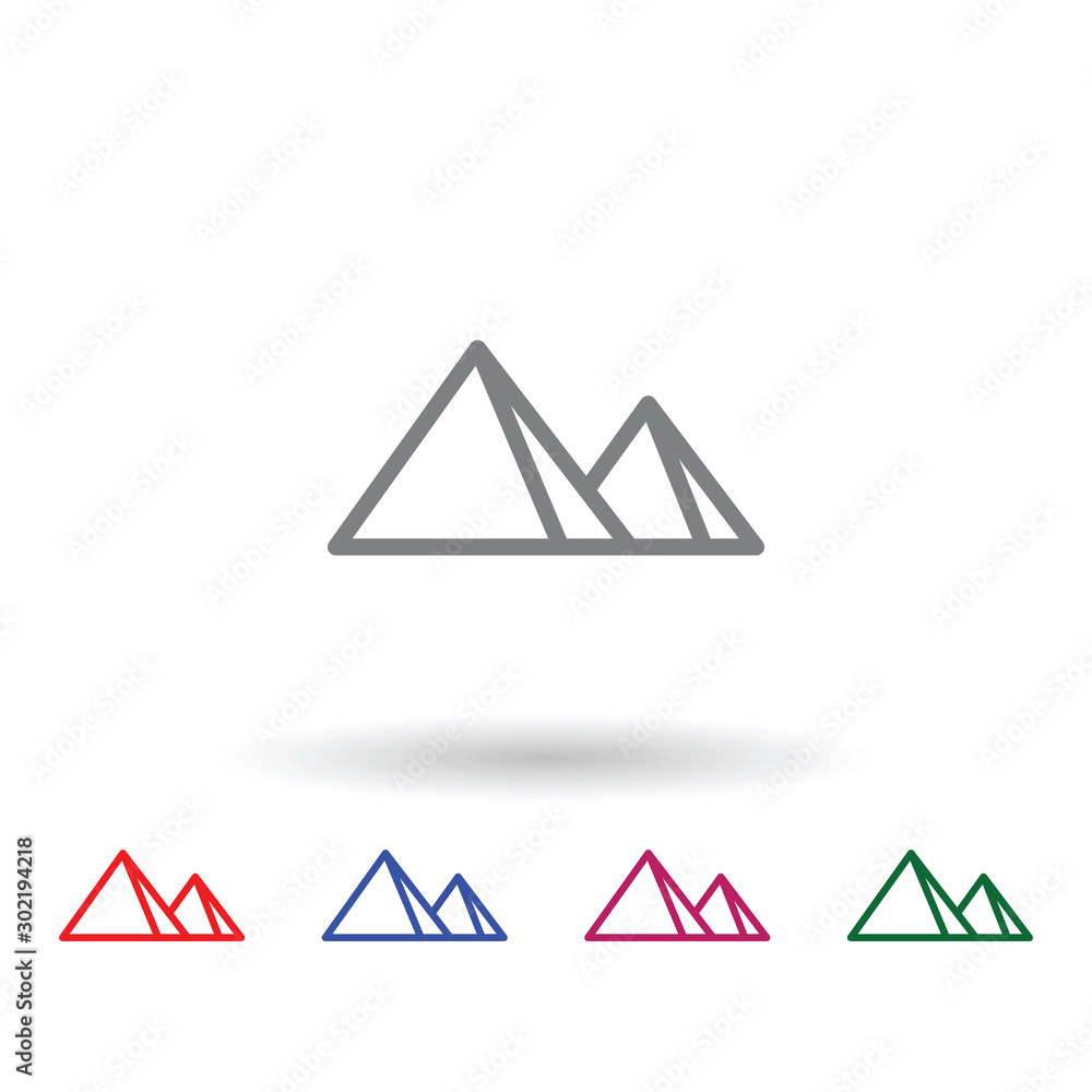 Poster pyramids multi color icon. simple thin line, outline vector of mythology icons for ui and ux, websit