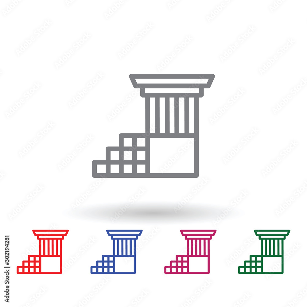 Poster ruins multi color icon. simple thin line, outline vector of mythology icons for ui and ux, website o