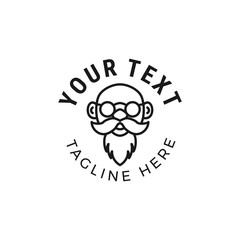 mono line old man face logo