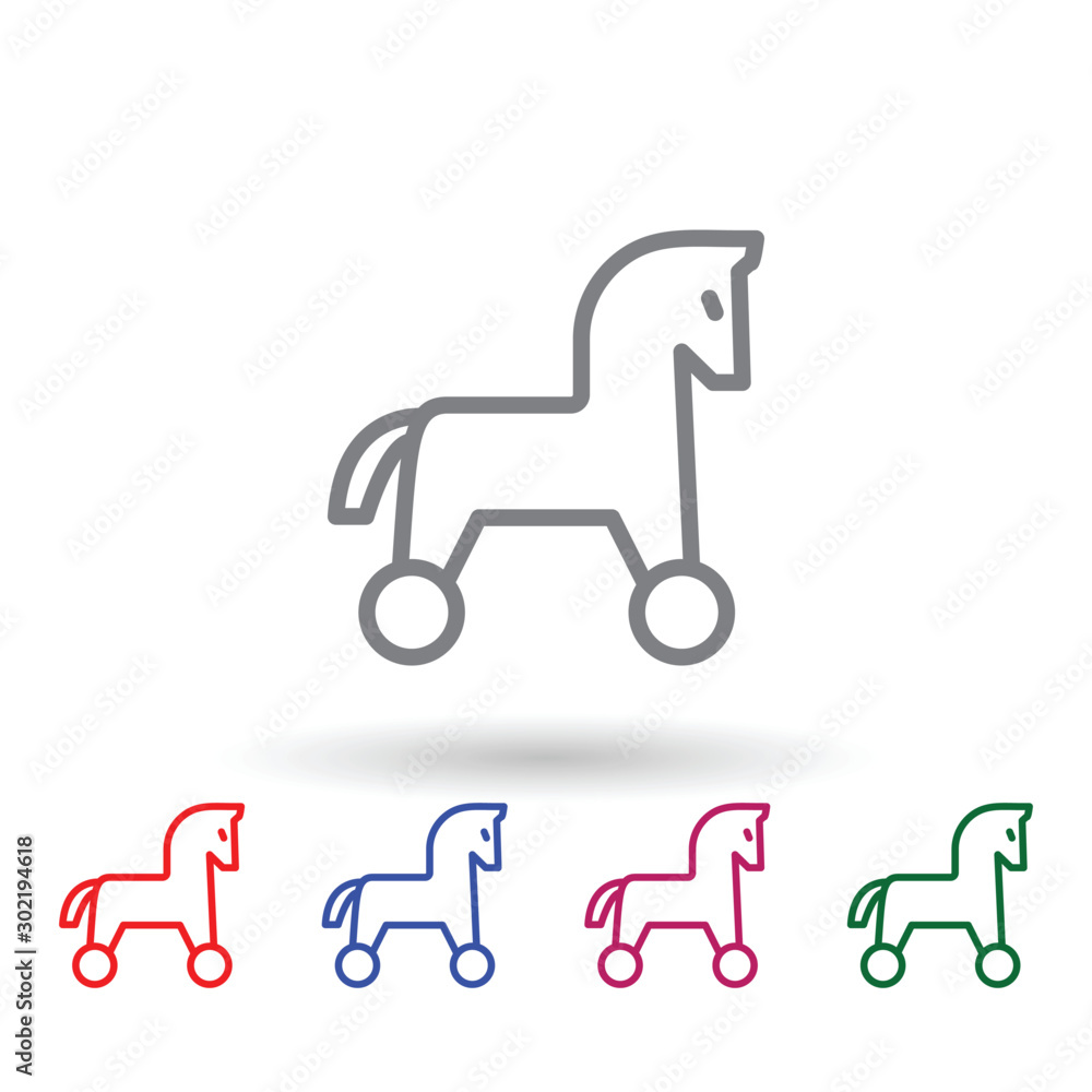 Poster trojan multi color icon. simple thin line, outline vector of mythology icons for ui and ux, website 