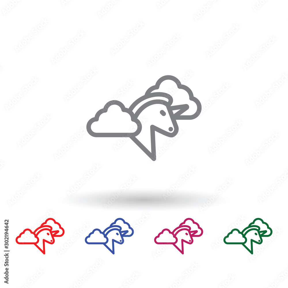 Aufkleber unicorn multi color icon. simple thin line, outline vector of mythology icons for ui and ux, website