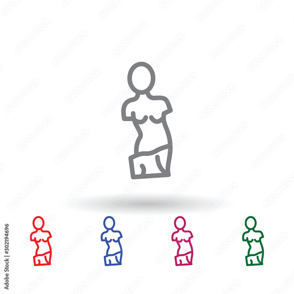 Poster venus de milo multi color icon. simple thin line, outline vector of mythology icons for ui and ux, w