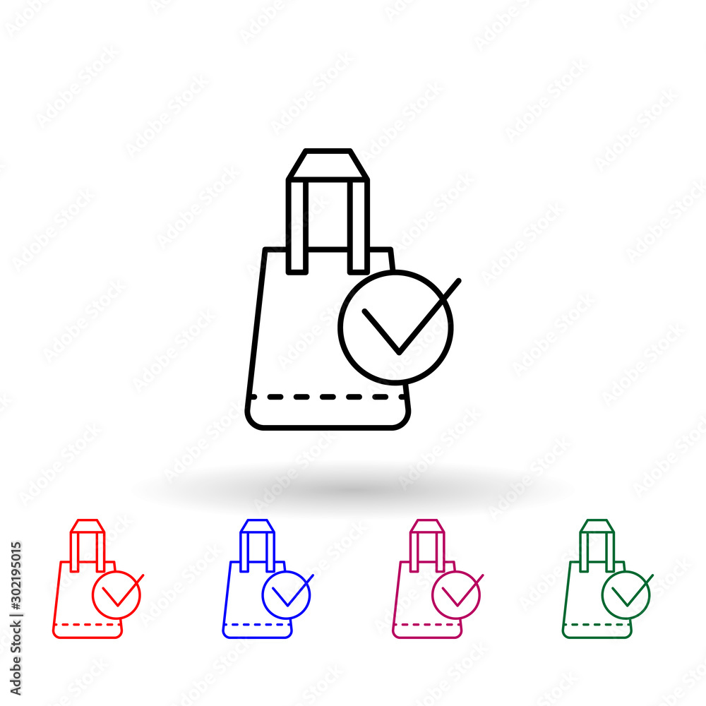 Poster reusable bag multi color icon. simple thin line, outline vector of no plastic icons for ui and ux, w