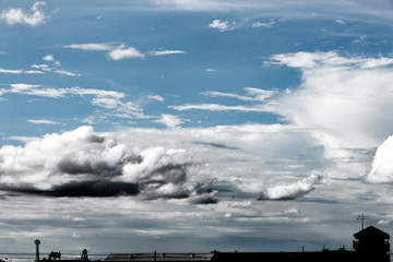 White clouds flowing  and blue sky