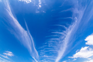 White clouds flowing  and blue sky