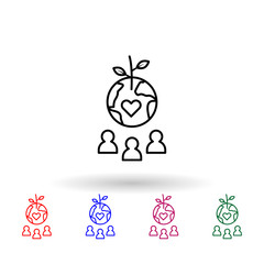 Eco social, earth, people multi color icon. Simple thin line, outline vector of no plastic icons for ui and ux, website or mobile application