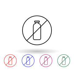 No plastic bottle multi color icon. Simple thin line, outline vector of no plastic icons for ui and ux, website or mobile application