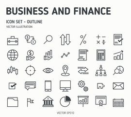 Business and Finance icons. Outline business and finance icon set. Vector icon.