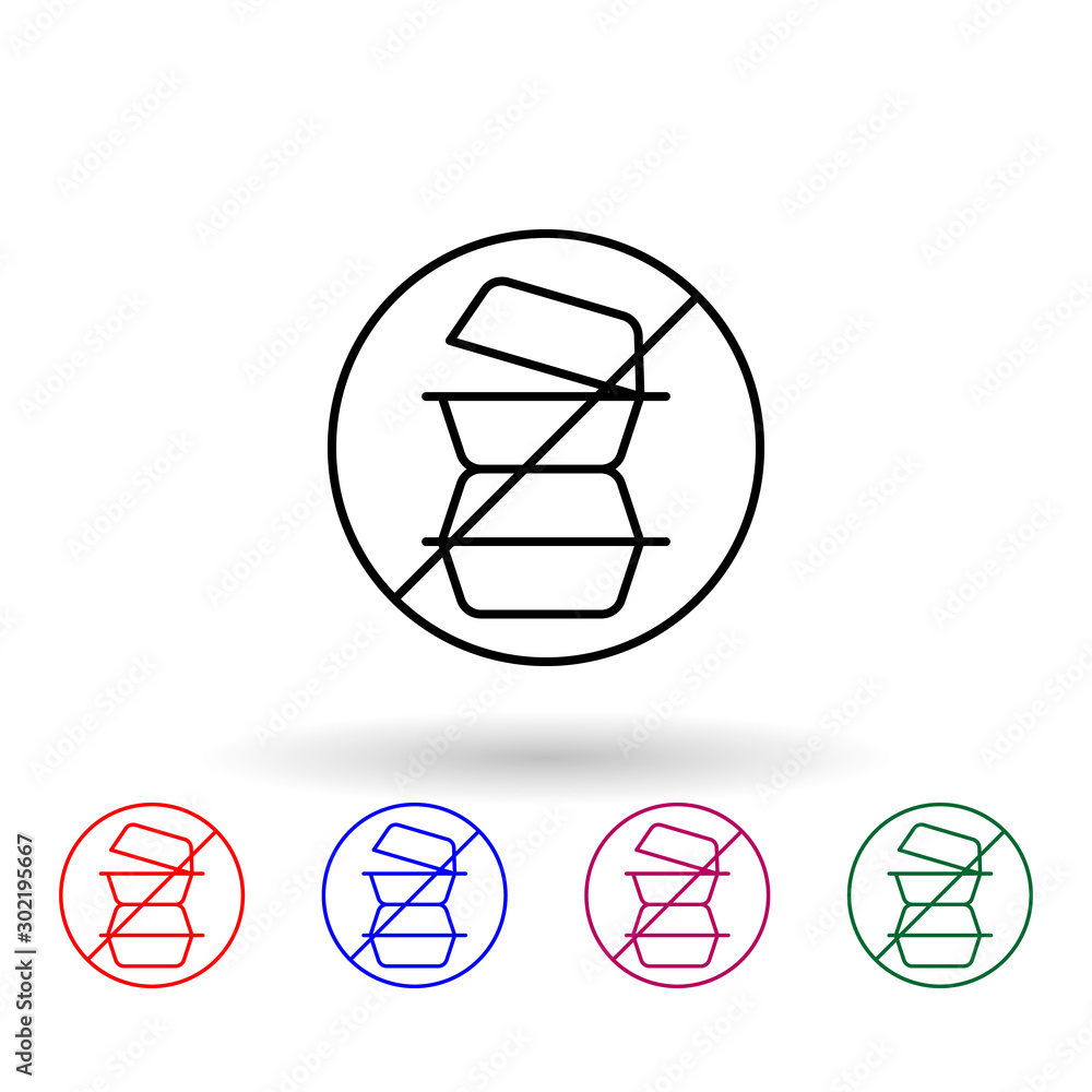 Poster no plastic food package multi color icon. simple thin line, outline vector of no plastic icons for u