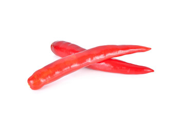 fresh red chili pepper without stem on white background