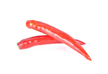 fresh red chili pepper without stem on white background