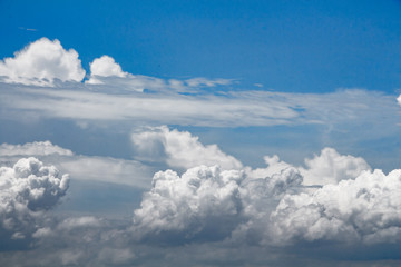 The clouds gather and the blue sky during the rainy season in Thailand.