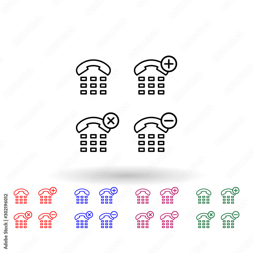 Aufkleber set of handset button set multi color icon. simple thin line, outline vector of phone icons for ui a