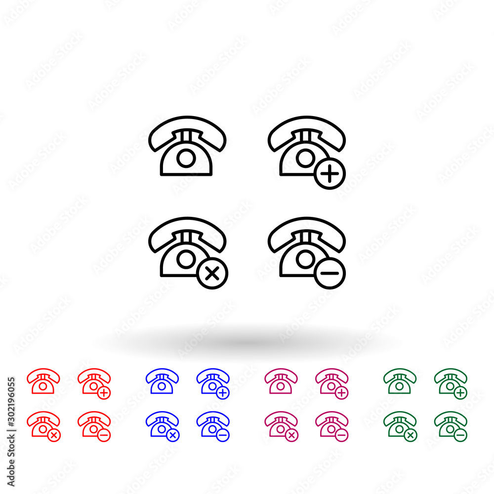 Poster set of home phone multi color icon. simple thin line, outline vector of phone icons for ui and ux, w