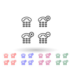 Set of handset button set multi color icon. Simple thin line, outline vector of phone icons for ui and ux, website or mobile application