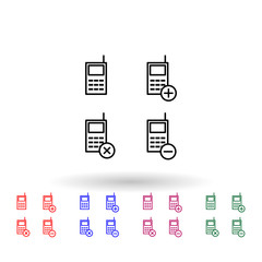 Set of portable radio multi color icon. Simple thin line, outline vector of phone icons for ui and ux, website or mobile application