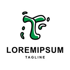 Fototapeta premium Colorful Abstract Green Letter T Logo Design with Outline