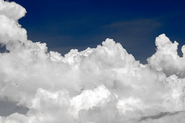 The clouds gather and the blue sky during the rainy season in Thailand.