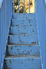 blue metal stair detail background