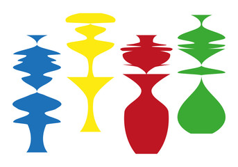 Siluetas de color rojo, verde, amarillo y azul.