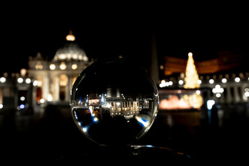 San Pietro seen from a crystal sphere, Rome by night