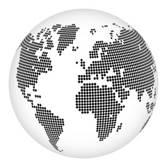 Dot map of the world in the form of a globe