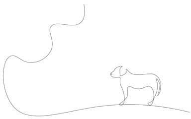 Puppy continuous line drawing, vector illustration