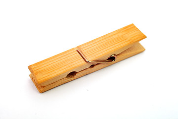 clothespin on a white background close-up