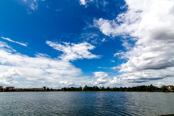 The clouds reflect the water surface during the rainy season in Thailand.