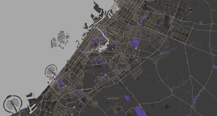 Detailed map of Dubai, UAE