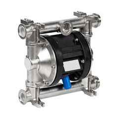 Metal industrial air driven double diaphragm pneumatic pump isolated on wite.