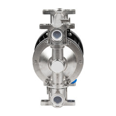 Metal industrial air driven double diaphragm pneumatic pump isolated on wite.