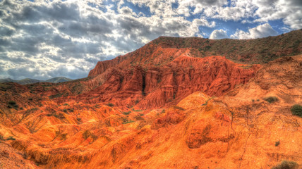 Panorama of Skazka aka Fairytale canyon, Issyk-Kul, Kyrgyzstan