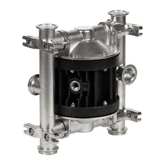 Metal industrial air driven double diaphragm pneumatic pump isolated on wite.
