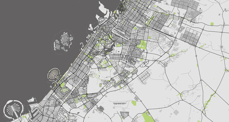 Detailed map of Dubai, UAE