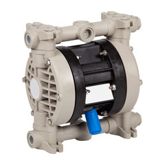 Plastic industrial air driven double diaphragm pneumatic pump isolated on wite.